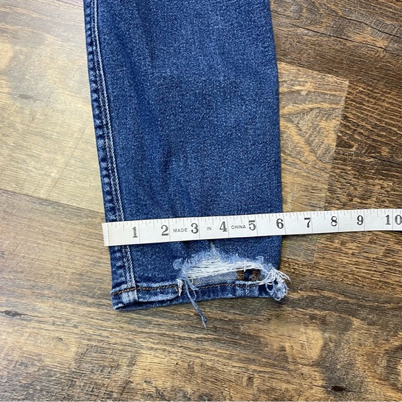American Eagle Mom Jeans Womens 6 High Rise Stretch Blue Denim Distressed - Picture 5 of 10
